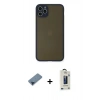 MARSİLYAN™- iPhone 11 Pro Max Kılıf Ahenk Çizgi Serisi - Siyah Bilvis Hayalet Cam Ekran Koruyucu + Metal Kamera Lens Koruma Cam - MI
