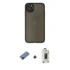 MARSİLYAN™- iPhone 11 Pro Max Kılıf Ahenk Çizgi Serisi - Siyah Bilvis Hayalet Cam Ekran Koruyucu + Metal Kamera Lens Koruma Cam - MI