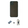 MARSİLYAN™- iPhone 11 Pro Max Kılıf Ahenk Çizgi Serisi - Siyah Bilvis Hayalet Cam Ekran Koruyucu + Metal Kamera Lens Koruma Cam - MI