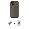 MARSİLYAN™- iPhone 11 Pro Max Kılıf Ahenk Çizgi Serisi - Siyah Bilvis Hayalet Cam Ekran Koruyucu + Metal Kamera Lens Koruma Cam - MR