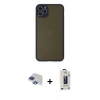 MARSİLYAN™- iPhone 11 Pro Max Kılıf Ahenk Çizgi Serisi - Siyah Bilvis Hayalet Cam Ekran Koruyucu + Pers Alüminyum Kamera Lens - LT
