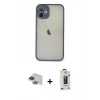 MARSİLYAN™- iPhone 11 Pro Max Kılıf Ahenk Çizgi Serisi - Siyah Bilvis Hayalet Cam Ekran Koruyucu + Pers Alüminyum Kamera Lens - LT