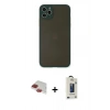 MARSİLYAN™- iPhone 11 Pro Max Kılıf Ahenk Çizgi Serisi - Siyah Bilvis Hayalet Cam Ekran Koruyucu + Pers Alüminyum Kamera Lens - KI
