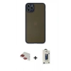MARSİLYAN™- iPhone 11 Pro Max Kılıf Ahenk Çizgi Serisi - Siyah Bilvis Hayalet Cam Ekran Koruyucu + Pers Alüminyum Kamera Lens - KI