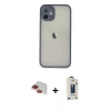 MARSİLYAN™- iPhone 11 Pro Max Kılıf Ahenk Çizgi Serisi - Siyah Bilvis Hayalet Cam Ekran Koruyucu + Pers Alüminyum Kamera Lens - KI