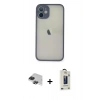 MARSİLYAN™- iPhone 11 Pro Max Kılıf Ahenk Çizgi Serisi - Siyah Bilvis Hayalet Cam Ekran Koruyucu + Pers Alüminyum Kamera Lens - SH
