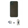 MARSİLYAN™- iPhone 11 Pro Max Kılıf Ahenk Çizgi Serisi - Siyah Bilvis Hayalet Cam Ekran Koruyucu + Pers Alüminyum Kamera Lens - LT