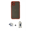 MARSİLYAN™- iPhone 11 Pro Max Kılıf Ahenk Çizgi Serisi - Siyah Bilvis Hayalet Cam Ekran Koruyucu + Pers Alüminyum Kamera Lens - LT