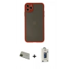 MARSİLYAN™- iPhone 11 Pro Max Kılıf Ahenk Çizgi Serisi - Siyah Bilvis Hayalet Cam Ekran Koruyucu + Rainbow Kamera Lens Koruma Cam - YL