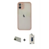 MARSİLYAN™- iPhone 11 Pro Max Kılıf Ahenk Çizgi Serisi - Siyah Bilvis Hayalet Cam Ekran Koruyucu + Rainbow Kamera Lens Koruma Cam - YL