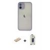 MARSİLYAN™- iPhone 11 Pro Max Kılıf Ahenk Çizgi Serisi - Siyah Bilvis Hayalet Cam Ekran Koruyucu + Renkli Kamera Lens Koruma Cam - SI
