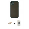 MARSİLYAN™- iPhone 11 Pro Max Kılıf Ahenk Çizgi Serisi - Siyah Bilvis Hayalet Cam Ekran Koruyucu + Renkli Kamera Lens Koruma Cam - SI