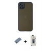 MARSİLYAN™- iPhone 11 Pro Max Kılıf Ahenk Çizgi Serisi - Siyah Bilvis Hayalet Cam Ekran Koruyucu + Shine Kamera Lens Koruma Cam - GS