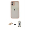 MARSİLYAN™- iPhone 11 Pro Max Kılıf Ahenk Çizgi Serisi - Siyah Bilvis Hayalet Cam Ekran Koruyucu + Turuncu Renkli Kamera Lens Koruma Cam