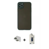 MARSİLYAN™- iPhone 11 Pro Max Kılıf Ahenk Çizgi Serisi - Siyah Bilvis Hayalet Cam Ekran Koruyucu + Pers Alüminyum Kamera Lens - YL