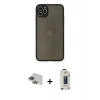 MARSİLYAN™- iPhone 11 Pro Max Kılıf Ahenk Çizgi Serisi - Siyah Bilvis Hayalet Cam Ekran Koruyucu + Pers Alüminyum Kamera Lens - YL