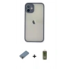 MARSİLYAN™- iPhone 11 Pro Max Kılıf Ahenk Çizgi Serisi - Siyah Joko Magic 5D Hayalet Cam + Açık Yeşil Metal Kamera Lens Koruma Cam