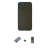 MARSİLYAN™- iPhone 11 Pro Max Kılıf Ahenk Çizgi Serisi - Siyah Joko Magic 5D Hayalet Cam + Açık Yeşil Metal Kamera Lens Koruma Cam