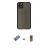 MARSİLYAN™- iPhone 11 Pro Max Kılıf Ahenk Çizgi Serisi - Siyah Joko Magic 5D Hayalet Cam + Shine Kamera Lens Koruma Cam - GI