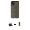 MARSİLYAN™- iPhone 11 Pro Max Kılıf Ahenk Çizgi Serisi - Siyah Joko Magic 5D Hayalet Cam + Kamera Lens Koruma Cam - SF