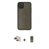 MARSİLYAN™- iPhone 11 Pro Max Kılıf Ahenk Çizgi Serisi - Siyah Joko Magic 5D Hayalet Cam + Pers Alüminyum Kamera Lens - KI