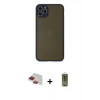 MARSİLYAN™- iPhone 11 Pro Max Kılıf Ahenk Çizgi Serisi - Siyah Joko Magic 5D Hayalet Cam + Pers Alüminyum Kamera Lens - KI