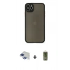 MARSİLYAN™- iPhone 11 Pro Max Kılıf Ahenk Çizgi Serisi - Siyah Joko Magic 5D Hayalet Cam + Pers Alüminyum Kamera Lens - LT