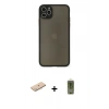 MARSİLYAN™- iPhone 11 Pro Max Kılıf Ahenk Çizgi Serisi - Siyah Joko Magic 5D Hayalet Cam + Mavi Renkli Kamera Lens Koruma Cam