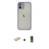 MARSİLYAN™- iPhone 11 Pro Max Kılıf Ahenk Çizgi Serisi - Siyah Joko Magic 5D Hayalet Cam + Mavi Renkli Kamera Lens Koruma Cam