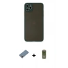 MARSİLYAN™- iPhone 11 Pro Max Kılıf Ahenk Çizgi Serisi - Siyah Joko Magic 5D Hayalet Cam + Mor Metal Kamera Lens Koruma Cam