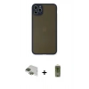 MARSİLYAN™- iPhone 11 Pro Max Kılıf Ahenk Çizgi Serisi - Siyah Joko Magic 5D Hayalet Cam + Pers Alüminyum Kamera Lens - YL