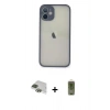 MARSİLYAN™- iPhone 11 Pro Max Kılıf Ahenk Çizgi Serisi - Siyah Joko Magic 5D Hayalet Cam + Pers Alüminyum Kamera Lens - YL