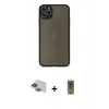 MARSİLYAN™- iPhone 11 Pro Max Kılıf Ahenk Çizgi Serisi - Siyah Joko Magic 5D Hayalet Cam + Pers Alüminyum Kamera Lens - YL