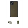 MARSİLYAN™- iPhone 11 Pro Max Kılıf Ahenk Çizgi Serisi - Siyah Joko Magic 5D Hayalet Cam + Rainbow Kamera Lens Koruma Cam - YL