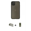 MARSİLYAN™- iPhone 11 Pro Max Kılıf Ahenk Çizgi Serisi - Siyah Joko Magic 5D Hayalet Cam + Rainbow Kamera Lens Koruma Cam - YL