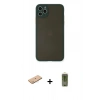 MARSİLYAN™- iPhone 11 Pro Max Kılıf Ahenk Çizgi Serisi - Siyah Joko Magic 5D Hayalet Cam + Renkli Kamera Lens Koruma Cam - PE