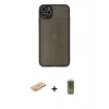 MARSİLYAN™- iPhone 11 Pro Max Kılıf Ahenk Çizgi Serisi - Siyah Joko Magic 5D Hayalet Cam + Renkli Kamera Lens Koruma Cam - PE