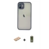 MARSİLYAN™- iPhone 11 Pro Max Kılıf Ahenk Çizgi Serisi - Siyah Joko Magic 5D Hayalet Cam + Renkli Kamera Lens Koruma Cam - PE