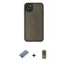 MARSİLYAN™- iPhone 11 Pro Max Kılıf Ahenk Çizgi Serisi - Siyah Joko Magic 5D Hayalet Cam + Shine Kamera Lens Koruma Cam - SABE