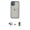 MARSİLYAN™- iPhone 11 Pro Max Kılıf Ahenk Çizgi Serisi - Siyah Joko Magic 5D Hayalet Cam + Pers Alüminyum Kamera Lens - SH