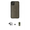 MARSİLYAN™- iPhone 11 Pro Max Kılıf Ahenk Çizgi Serisi - Siyah Joko Magic 5D Hayalet Cam + Pers Alüminyum Kamera Lens - SH
