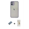 MARSİLYAN™- iPhone 11 Pro Max Kılıf Ahenk Çizgi Serisi - Siyah Mat Seramik Nano Ekran Koruyucu + Metal Kamera Lens Koruma Cam - AKYL