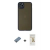 MARSİLYAN™- iPhone 11 Pro Max Kılıf Ahenk Çizgi Serisi - Siyah Mat Seramik Nano Ekran Koruyucu + Shine Kamera Lens Koruma Cam - GS