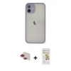 MARSİLYAN™- iPhone 11 Pro Max Kılıf Ahenk Çizgi Serisi - Siyah Mat Seramik Nano Ekran Koruyucu + Pers Alüminyum Kamera Lens - KI