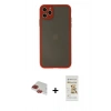 MARSİLYAN™- iPhone 11 Pro Max Kılıf Ahenk Çizgi Serisi - Siyah Mat Seramik Nano Ekran Koruyucu + Pers Alüminyum Kamera Lens - KI