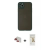 MARSİLYAN™- iPhone 11 Pro Max Kılıf Ahenk Çizgi Serisi - Siyah Mat Seramik Nano Ekran Koruyucu + Pers Alüminyum Kamera Lens - KI