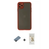 MARSİLYAN™- iPhone 11 Pro Max Kılıf Ahenk Çizgi Serisi - Siyah Mat Seramik Nano Ekran Koruyucu + Metal Kamera Lens Koruma Cam - SH