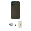 MARSİLYAN™- iPhone 11 Pro Max Kılıf Ahenk Çizgi Serisi - Siyah Mat Seramik Nano Ekran Koruyucu + Pers Alüminyum Kamera Lens - LT