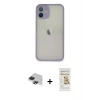 MARSİLYAN™- iPhone 11 Pro Max Kılıf Ahenk Çizgi Serisi - Siyah Mat Seramik Nano Ekran Koruyucu + Pers Alüminyum Kamera Lens - SH