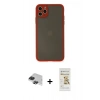 MARSİLYAN™- iPhone 11 Pro Max Kılıf Ahenk Çizgi Serisi - Siyah Mat Seramik Nano Ekran Koruyucu + Pers Alüminyum Kamera Lens - SH